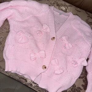 Pink Bow Knit Women's Sweater